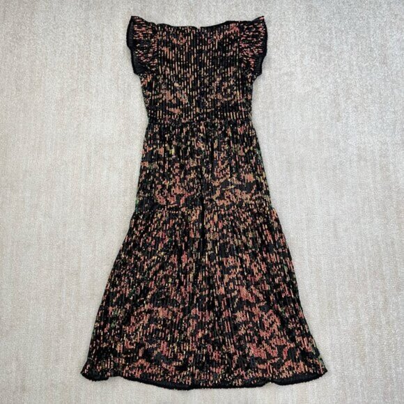 NWT - LOFT - long, tiered black dress with colorful sequins 2 - Picture 2 of 8